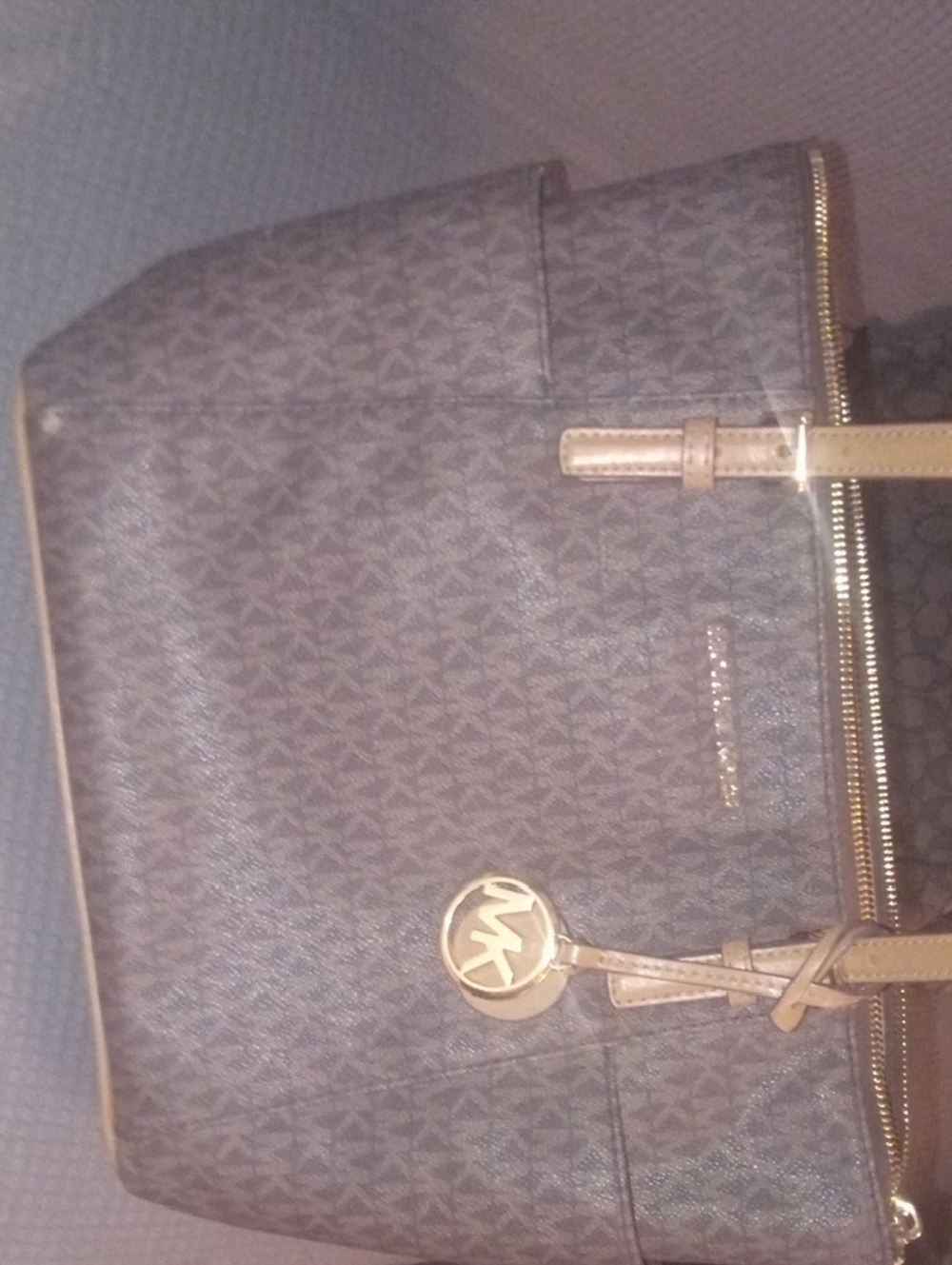 Michael Kors Dark Brown MK Logo Tote with Gold Accents